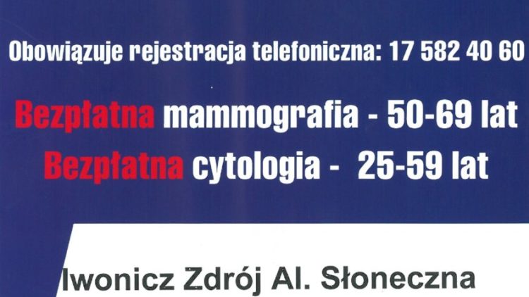 Bezpłatna mammografia i cytologia w Iwoniczu-Zdroju
