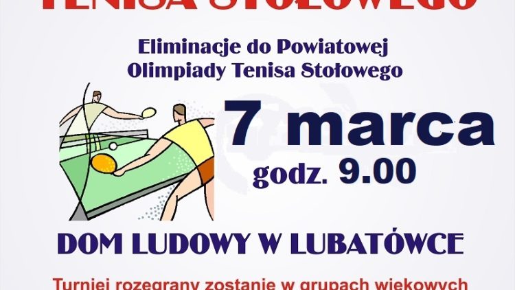 Gminny Turniej Tenisa Stołowego Lubatówka 2020