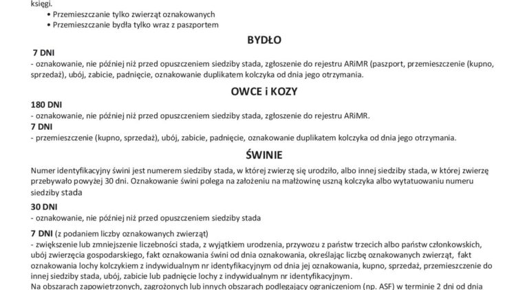 Podstawowe obowiązki posiadaczy zwierząt gospodarskich
