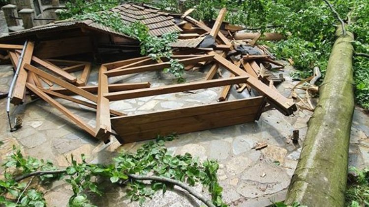 Na nową altanę w rejonie Bełkotki spadło drzewo