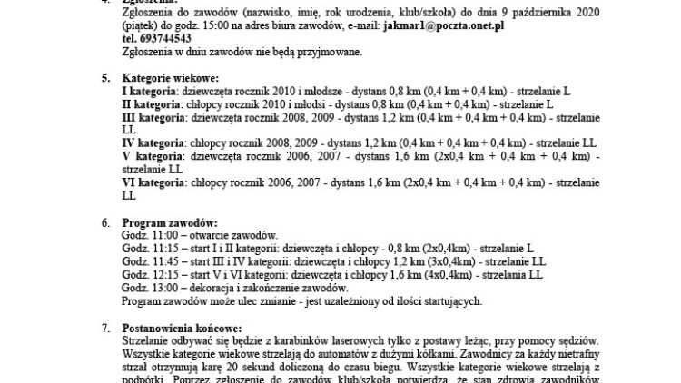 Program zawodów o Puchar Burmistrza Iwonicza-Zdroju
