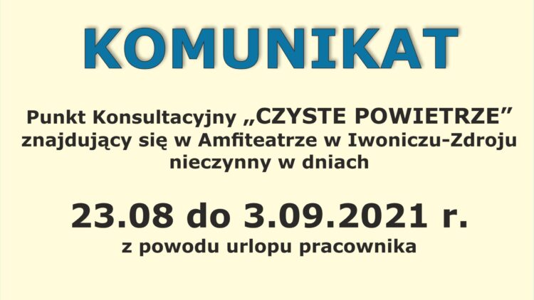 UWAGA ! Informacja dla mieszkańców Gminy Iwonicz-Zdrój