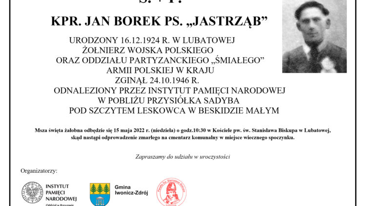 UROCZYSTOŚCI POGRZEBOWE KPR. JANA BORKA PS. „JASTRZĄB” W LUBATOWEJ