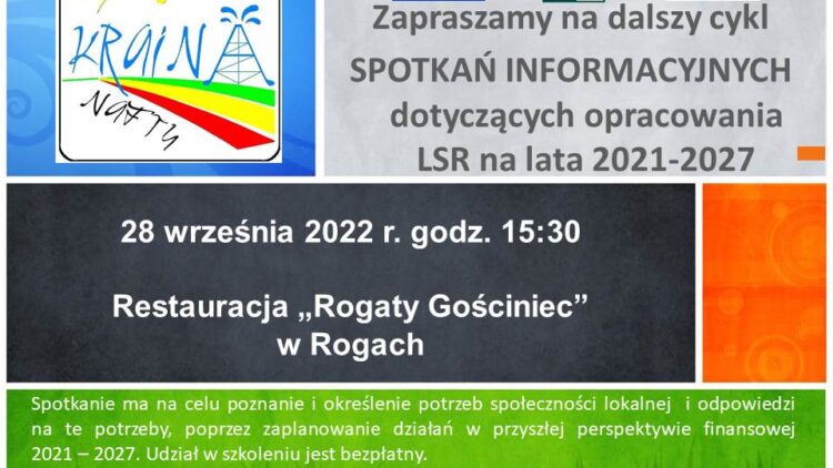 Zaproszenie na cykl spotkań informacyjnych dotyczących opracowania LSR na lata 2021-2027