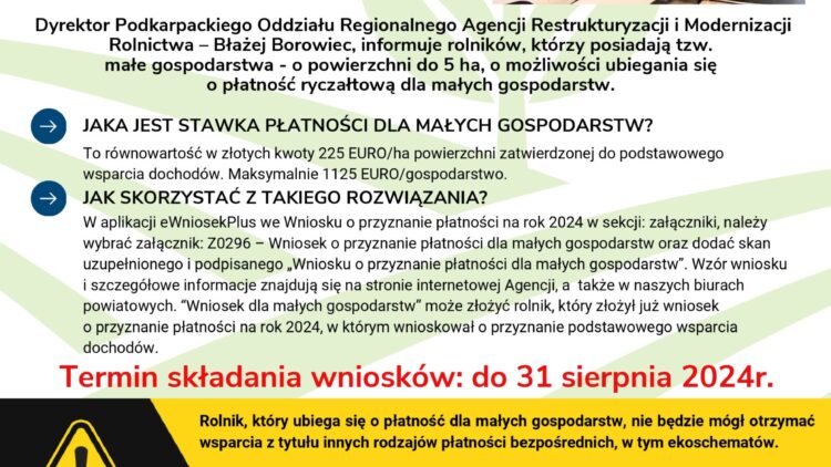 Płatność dla małych gospodarstw w 2024 r.
