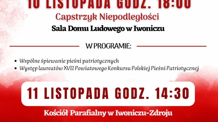 Zapraszamy do udziału w Gminnych Uroczystościach Narodowego Święta Niepodległości