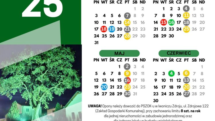 Harmonogram odbioru odpadów w Gminie Iwonicz-Zdrój na rok 2025!