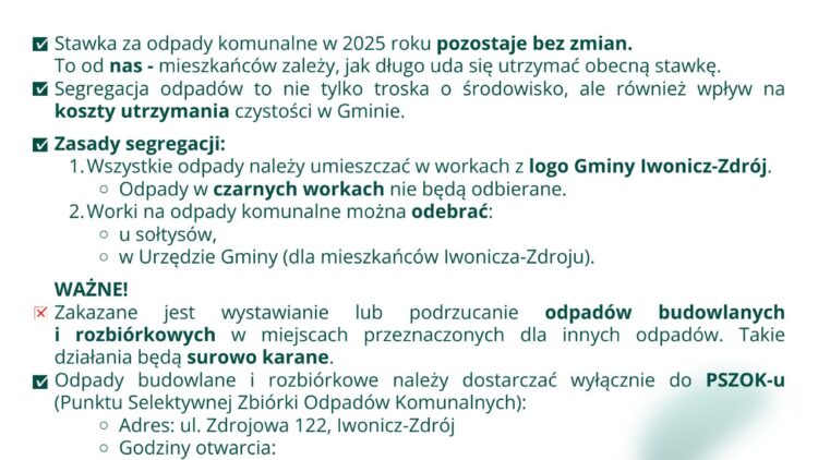 Ważne informacje o odpadach komunalnych