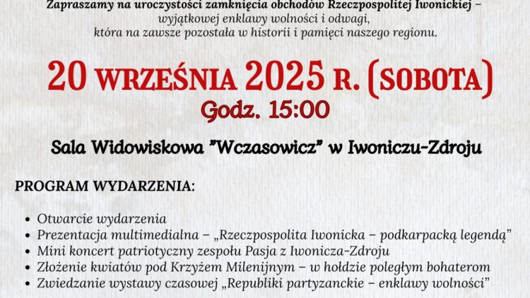 Zapraszamy na uroczyste zakończenie obchodów Rzeczpospolitej Iwonickiej!