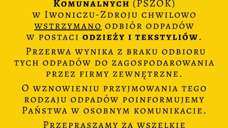Komunikat dla mieszkańców Gminy Iwonicz-Zdrój!