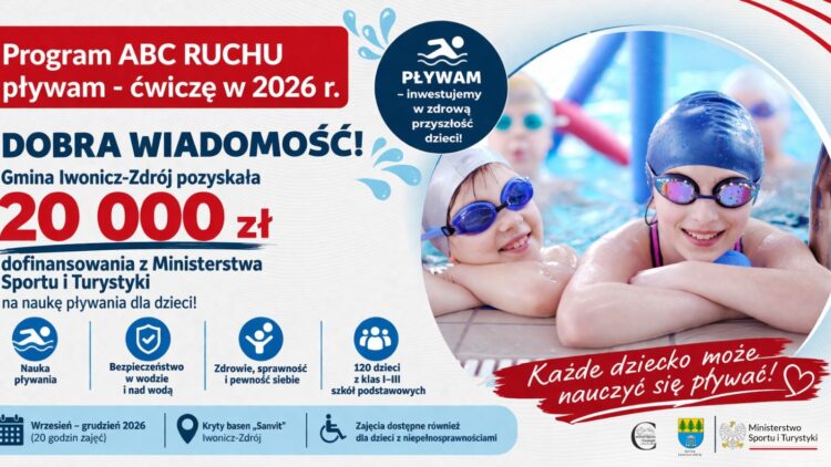 20 000 zł na naukę pływania dla dzieci z Gminy Iwonicz-Zdrój!