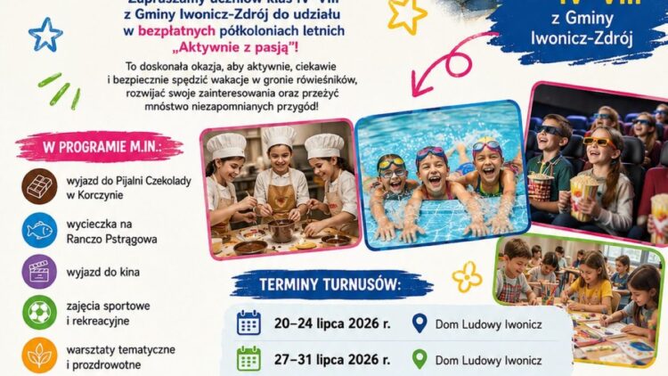 Ruszają zapisy na bezpłatne półkolonie letnie „Aktywnie z pasją” 2026!